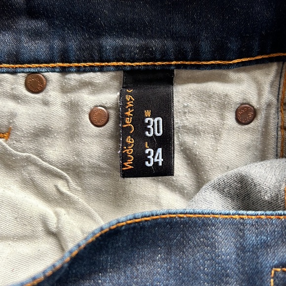 Distressed navy blue jeans, Nudie. - Picture 7 of 7